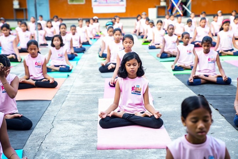 students doing Yoga